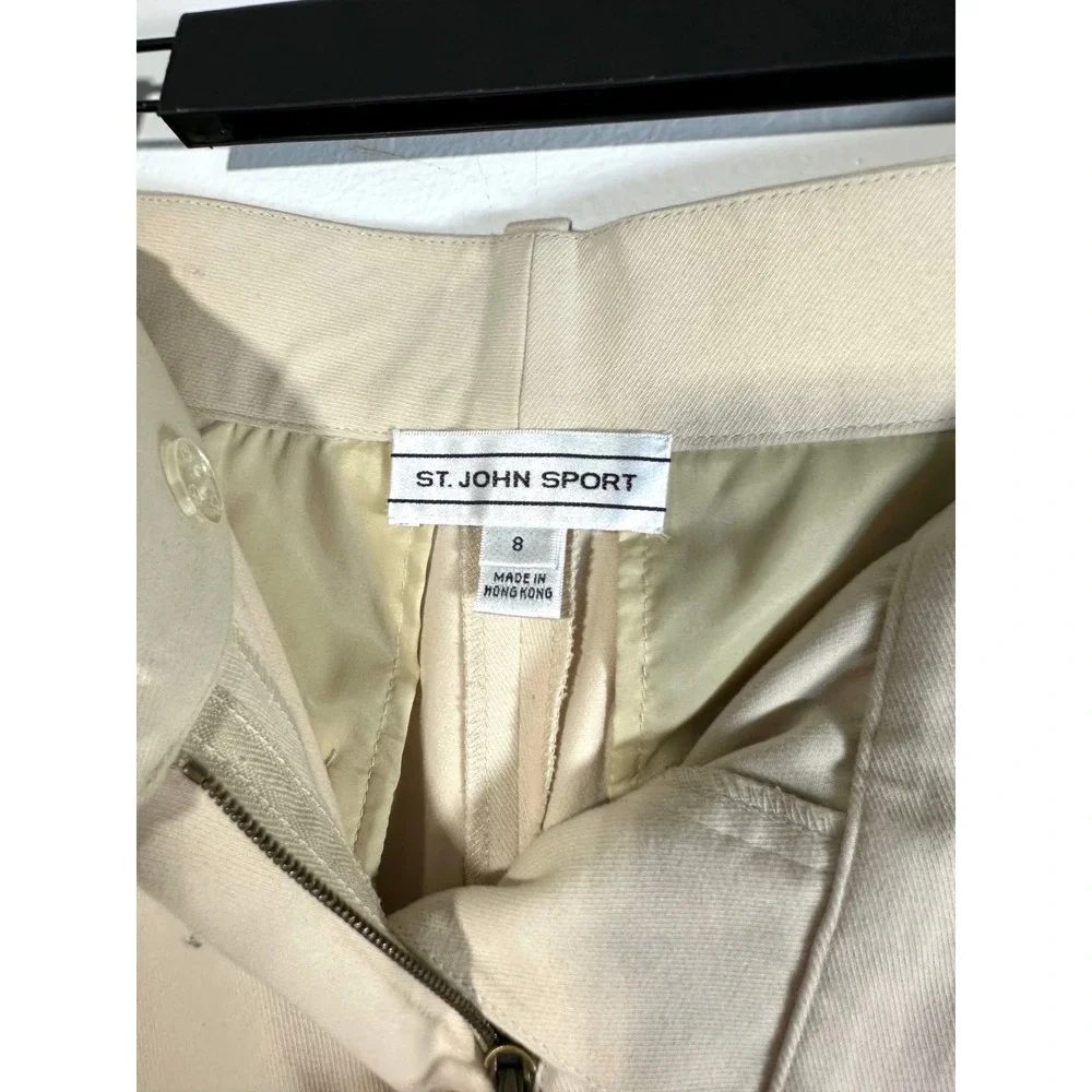 St John Sport womens 8 khaki Wide leg Chino high rise Pants Trousers vintage